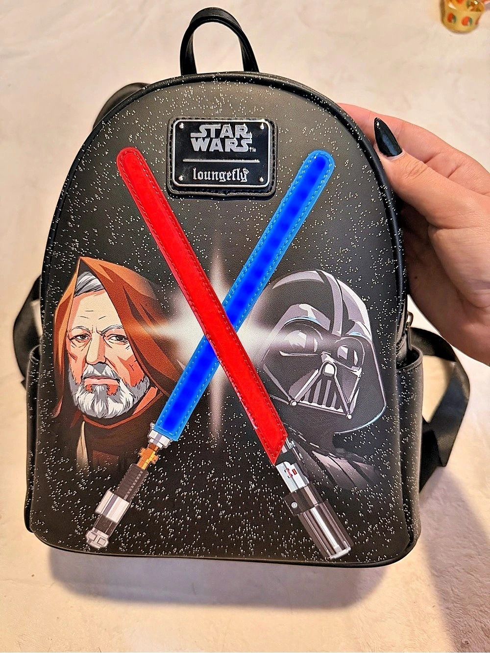 Loungefly Star Wars Darth Vader and Obi-Wan Light-Up Lightsaber Mini Backpack